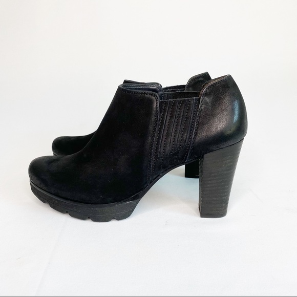 Paul Green Shoes - Paul Green Suede Platform Ankle Bootie Black Sz 9